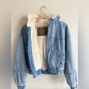 NWT American Eagle Fur Lined Denim Jacket